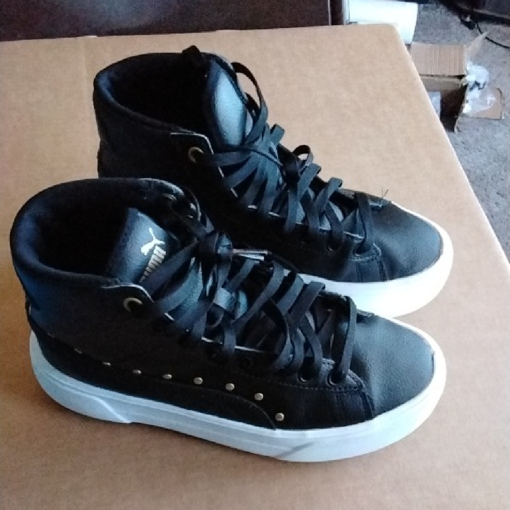Puma Black and White High-Top Sneakers